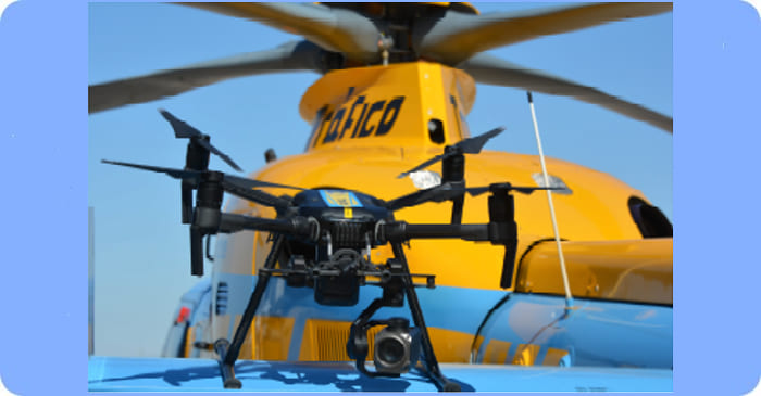 Verkehrskontrolle mit Drohnen und Hubschraubern