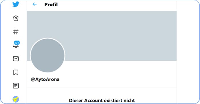 gesperrter Twitter-Account der Stadtverwaltung von Arona