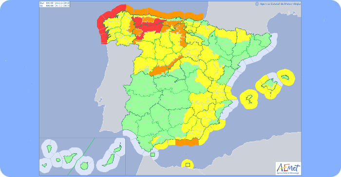 Wetterwarnungen Spanien