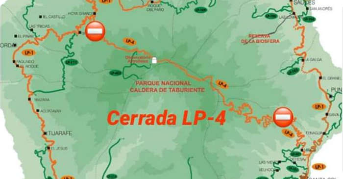 Sperrung der LP-4 am Roque de Los Muchachos